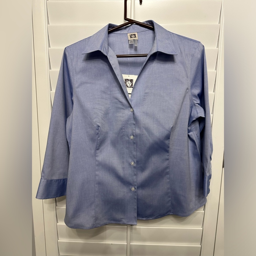 ANNE KLEIN NO IRON EASY CARE SHIRT. 3/4 SLEEVE NWT